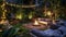 Serene Escape: Outdoor Oasis in the Backyard with Plush Seating and a Relaxing Fire Pit