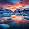 Serene and Ethereal Glacier Landscape at Sunset