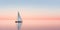 A serene evening scene of a minimalist sailboat reflecting off the calm waters.