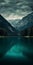 Serene Faces: A Dark Aquamarine Mountain Lake In Swiss Style