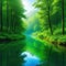 Serene Forest River with Reflections