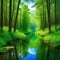 Serene Forest River with Reflections
