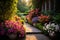 A serene garden with colorful afternoon blooms