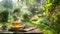 Serene Garden Tea Time - Tranquil Outdoor Relaxation Scene