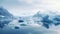 Serene Glacier: Ocean Ice Floes And Snowy Mountain In Vray Tracing Style