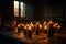 Serene Glow of Candlelight in Dimly-Lit Room