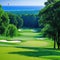 A Serene Golf Course Green with a Beautiful View