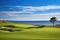 Serene Golf Course with Sand Bunkers AI Generated