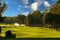 Serene golf course under a beautiful sky