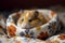 Serene Hamster Peacefully Dozes In Miniature Bed With Bedding. Generative AI