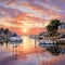 Serene Harbour Haven: Peaceful sunset at a picturesque marina with vibrant sailboats gently swaying in the calm waters