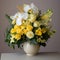 Serene Harmony: Yellow Rose And Orchid Bouquet In Helios 44-2 Style