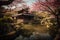 Serene Japanese Garden and Traditional House. Generative AI