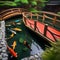 A serene Japanese koi pond with colorful fish and a wooden bridge3
