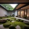 A serene Japanese moss garden with carefully placed stones and a contemplative atmosphere3