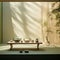 Serene Japanese Tea Ceremony Room with Sculpted Porcelain Teaware