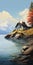 Serene Lake Cabin: A Digital Painting Of Norwegian Nature