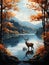 Serene Lake and Grazing Deer in 8K Resolution