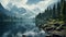 Serene Lake In Rocky Mountains: A Stunning Cryengine-inspired Swiss Style Photo