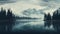 Serene Lake In Snowy Mountains: Detailed Nature Depiction With Misty Gothic Vibes