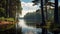 Serene Lake Surrounded By Pine Trees: A Danish Golden Age Inspired Landscape