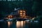 A serene lakeside cabin nestled in the woods,