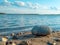 Serene lakeside landscape with pebbles and waves