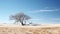 A Serene Lone Tree In A Vast Desert Landscape