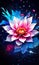 Serene lotus flowers on blue background adorned with stars. Starry background adds sense of mystery, magic to overall