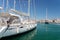 Serene Marina Dock with Moored Sailboats