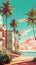 Serene Miami Beach Scene with Sunbathers. Generative ai