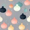 A serene and minimal seamless pattern, paper lanterns adorned with kanji characters and floral designs