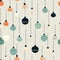 A serene and minimal seamless pattern, paper lanterns adorned with kanji characters and floral designs