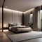 A serene minimalist bedroom with neutral tones and soft, diffused lighting2