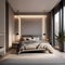 A serene minimalist bedroom with neutral tones and soft, diffused lighting3