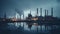 Serene And Moody Industrial Landscape At Night