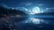Serene moonlit beach, where the gentle waves kiss. Ai Generated.NO.02