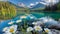 Serene Mountain Lake with Wild Daisies in the Foreground. Generative ai