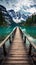 A Serene Mountain Lake and a Wooden Dock