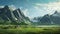 Serene Mountain Landscape Art Wallpaper With Hyper-detailed Rendering