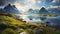 Serene Mountain Landscape In Lofoten: Digital Background Paper