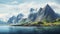 Serene Mountain Landscape In Lofoten: Ocean Scene Digital Background Paper