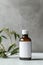 Serene Natural Essential Oil Bottle with White Blooms