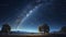 Serene night sky blanketed with stars with spectacular meteor shower