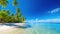 serene ocean and beach with crystal clear waters and verdant palm trees tropical paradise