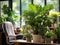Serene office space with plants