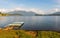 Serene panorama of the calm waters of Panguipulli Lake, from the village of Panguipulli. Patagonian area, Chile