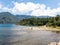 Serene panorama of the calm waters of Panguipulli Lake, from the village of Panguipulli. Patagonian area, Chile