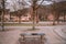 Serene park with benches in Heidelberg, Germany