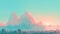 Serene Pastel Sunset Skyline with Fluffy Clouds